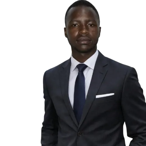 Samson Thuo in a navy suit